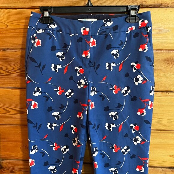 BODEN Blue Floral Richmond Ankle Pants Trousers Cotton Size 8 Long - Picture 6 of 12